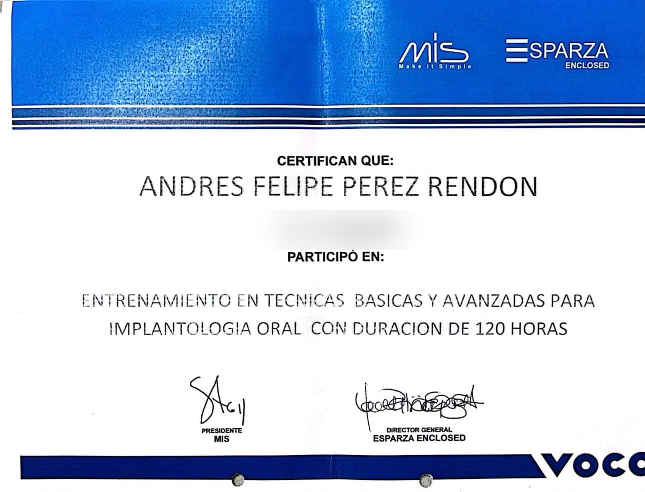 Certificado: Implantología Oral · MIS